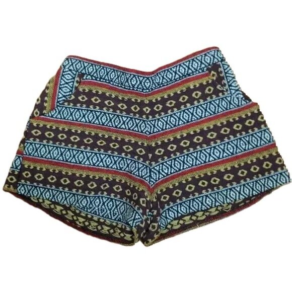 Vintage Pants - Boho Festival Shorts Vintage Tribal Print Pull On High Waist‎ Hippie